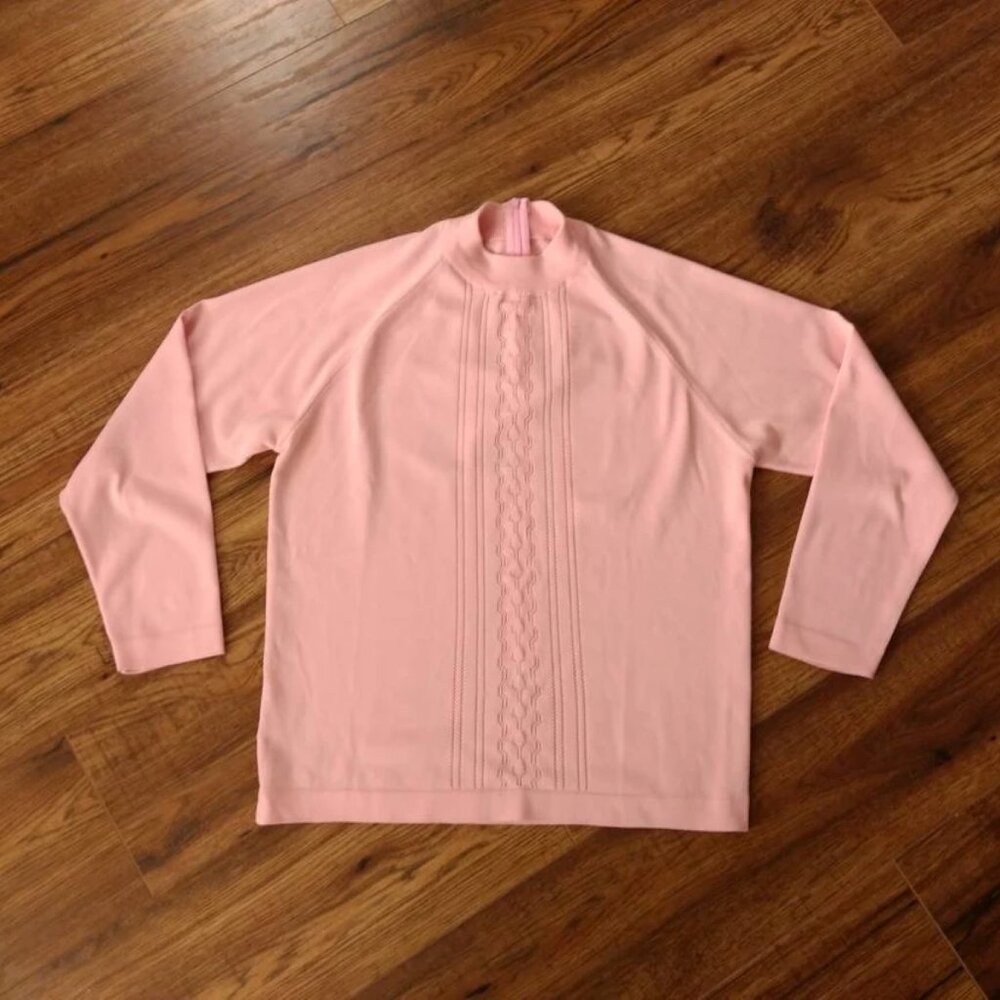 Vintage 60s Pink Pullover Sweater Top with Back Zipper 36" Bust Lightweight